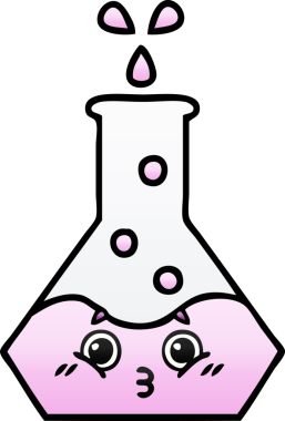 Bir insan tarafından çizilmiş bir deney şişesinin gölgelenmiş gölgesi.