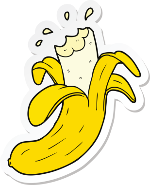 Bir insan tarafından çizilmiş, ısırılmış bir muzun çıkartması.