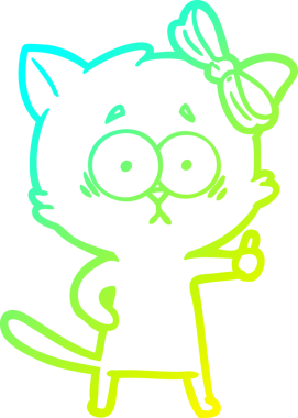 Bir insan tarafından çizilen çizgi film kedisinin soğuk gradyan çizgisi.