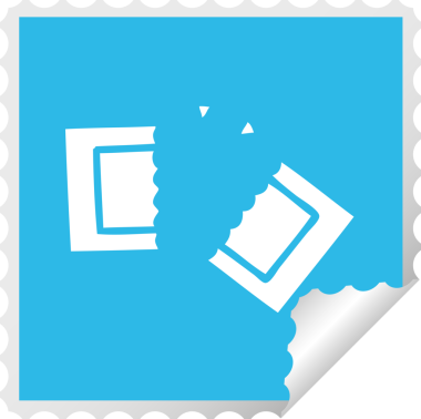 Bir insan tarafından çizilmiş bir sinema biletinin kare soyulmuş çıkartması.