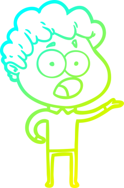 Bir insan tarafından çekilen şaşkınlık içinde soluk soluğa bir çizgi film karakteri çizimi.