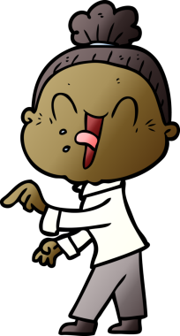 Bir insan tarafından çizilmiş mutlu yaşlı kadın çizgi filmi.