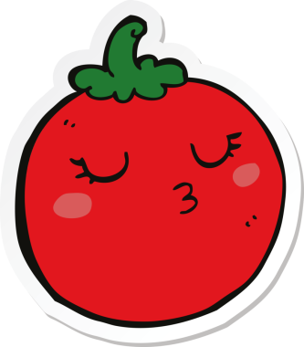 Bir insan tarafından çizilmiş bir domates etiketi.