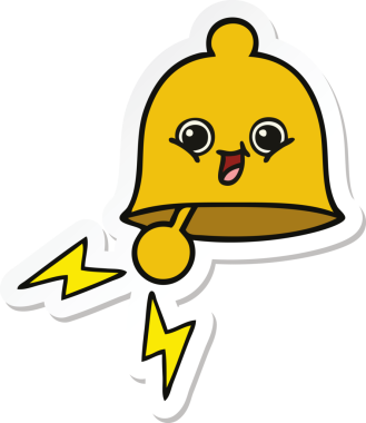 Bir insan tarafından çizilmiş sevimli bir karikatür zili çıkartması.