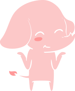 Bir insan tarafından çizilmiş düz renk çizgi film fili.