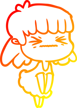 Bir insan tarafından çizilmiş kızgın bir kızın sıcak çizgi çizimi