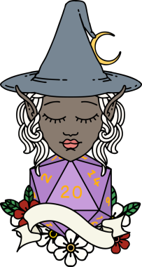 Retro Dövme Biçimli elf karakteri Bir insan tarafından çizilmiş doğal yirmi zar atışıyla