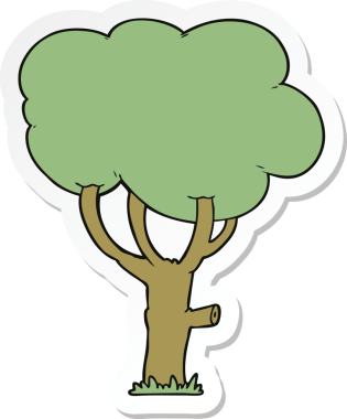 Bir insan tarafından çizilmiş karikatür ağacının çıkartması.