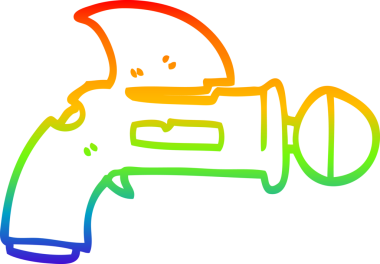 Bir insan tarafından çizilmiş karikatür ışın tabancasının çizimi