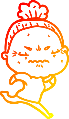 Bir insan tarafından çizilmiş, karikatür çizen yaşlı bir kadın.