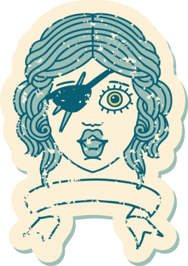 Retro Dövme Tarzı İnsan Rogue karakteri Bir insan tarafından çizilmiş pankartıyla