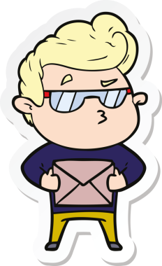 Bir insan tarafından çizilmiş havalı bir adamın çıkartması.