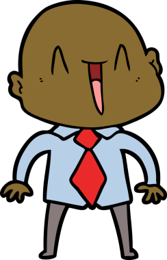 Bir insan tarafından çizilmiş mutlu, kel adam.