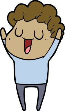 Bir insan tarafından çizilmiş gülen karikatür adam.