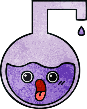 Bir insan tarafından çizilmiş bir bilimsel deneyin retro grunge doku karikatürü