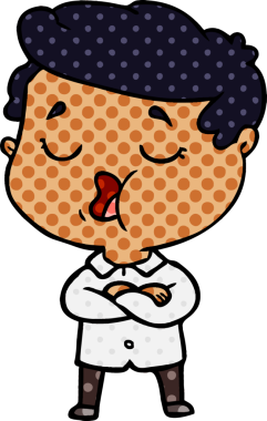 Bir insan tarafından çizilmiş karikatür adam konuşuyor.