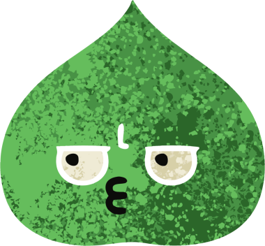 Bir insan tarafından çizilmiş dışavurumsal yaprağın retro çizim tarzı karikatürü