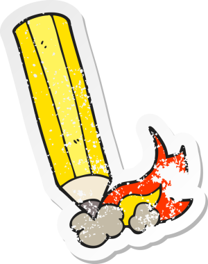 Bir insan tarafından hızlı çizilmiş karikatür kaleminin gerilimli yapıştırması.