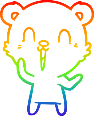 Bir insan tarafından çizilmiş mutlu bir çizgi film ayısının çizimi.