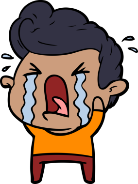 Bir insan tarafından çizilmiş ağlayan bir karikatür.