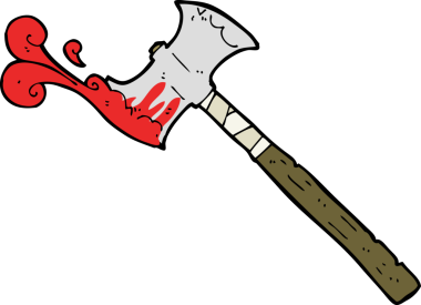 Bir insan tarafından çizilmiş çift taraflı balta.