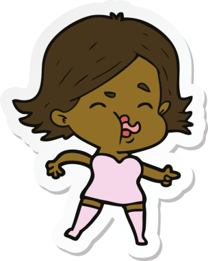 Bir insan tarafından çizilmiş bir karikatür kızının çıkartması.