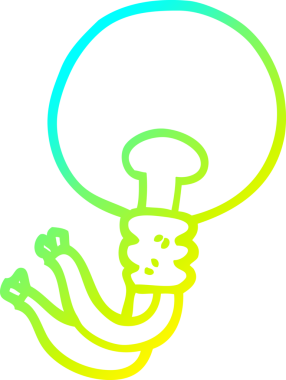 Bir insan tarafından çizilen çizgi film ampulünün soğuk gradyan çizimi