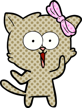 Bir insan tarafından çizilmiş çizgi film kedisi.