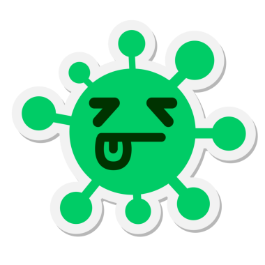 Bir insan tarafından çizilmiş basit bir uyku virüsü etiketi.