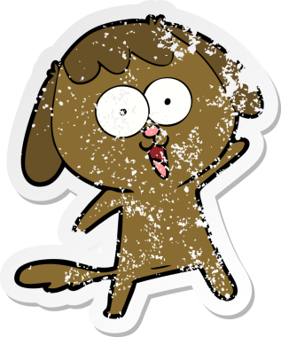 Bir insan tarafından çizilmiş şirin bir köpeğin sıkıntılı çıkartması.