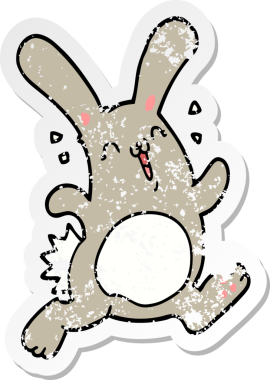 Bir insan tarafından çizilmiş karikatür tavşanı.