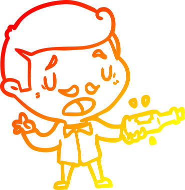 Bir insan tarafından çizilmiş bir şarap uzmanının sıcak çizgi çizimi