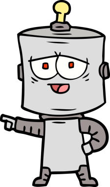 Bir insan tarafından çizilmiş çizgi film robotu