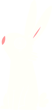 Düz renkli çizgi film. Bir insan tarafından çizilmiş ürkmüş tavşan.