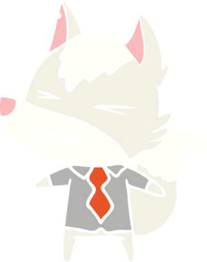 kızgın kurt patron düz renkli çizgi film bir insan tarafından çizildi.