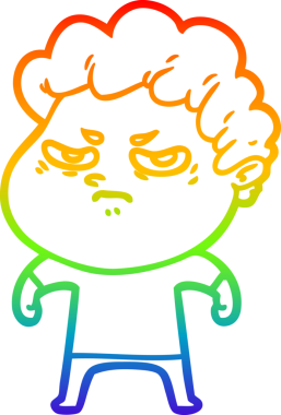 Bir insan tarafından çizilmiş kızgın bir adamın çizdiği gökkuşağı gradyanı çizimi