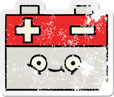 Bir insan tarafından çizilmiş şirin bir araba aküsünün sıkıntılı çıkartması.