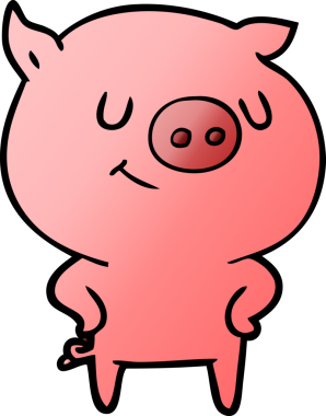 Bir insan tarafından çizilmiş mutlu çizgi film domuzu.