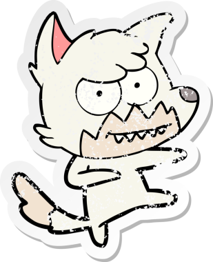 Bir insan tarafından çizilmiş sırıtan tilki çizgi filminin sıkıntılı çıkartması.