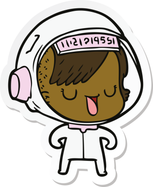 Bir insan tarafından çizilmiş astronot bir kadının çıkartması.