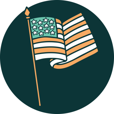 Amerikan bayrağının insan tarafından çizilmiş ikonik dövme şekli.