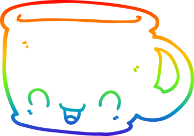 gökkuşağı gradyan çizgisi bir insan tarafından çizilmiş bir kahve fincanı