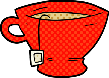 Bir insan tarafından çizilmiş bir fincan çay.