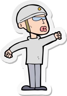 Bir insan tarafından çizilmiş bir karikatür güvenlik görevlisinin çıkartması.