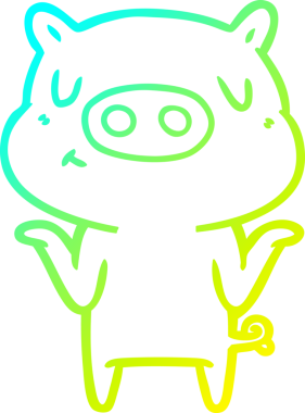 Bir insan tarafından çizilen çizgi film içerikli bir domuzun soğuk çizgi çizimi