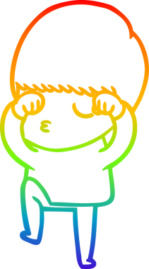 Gökkuşağı gradyan çizgi çizimi bir insan tarafından çizilmiş sakin bir çocuk