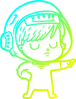 Bir insan tarafından çizilmiş soğuk gradyan çizgili astronot kadın çizimi.