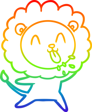 gökkuşağı gradyanı çizimi bir insan tarafından çizilmiş mutlu bir karikatür aslanı