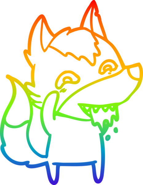 Gökkuşağı gradyan çizgisi insan tarafından çizilmiş aç bir kurt çizgi.