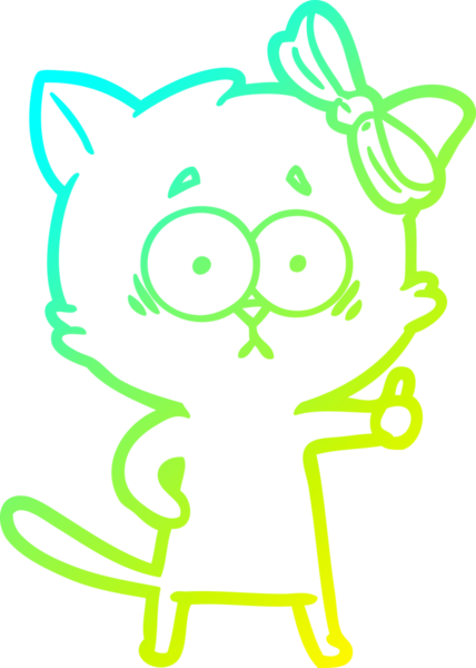 Bir insan tarafından çizilen çizgi film kedisinin soğuk gradyan çizgisi.